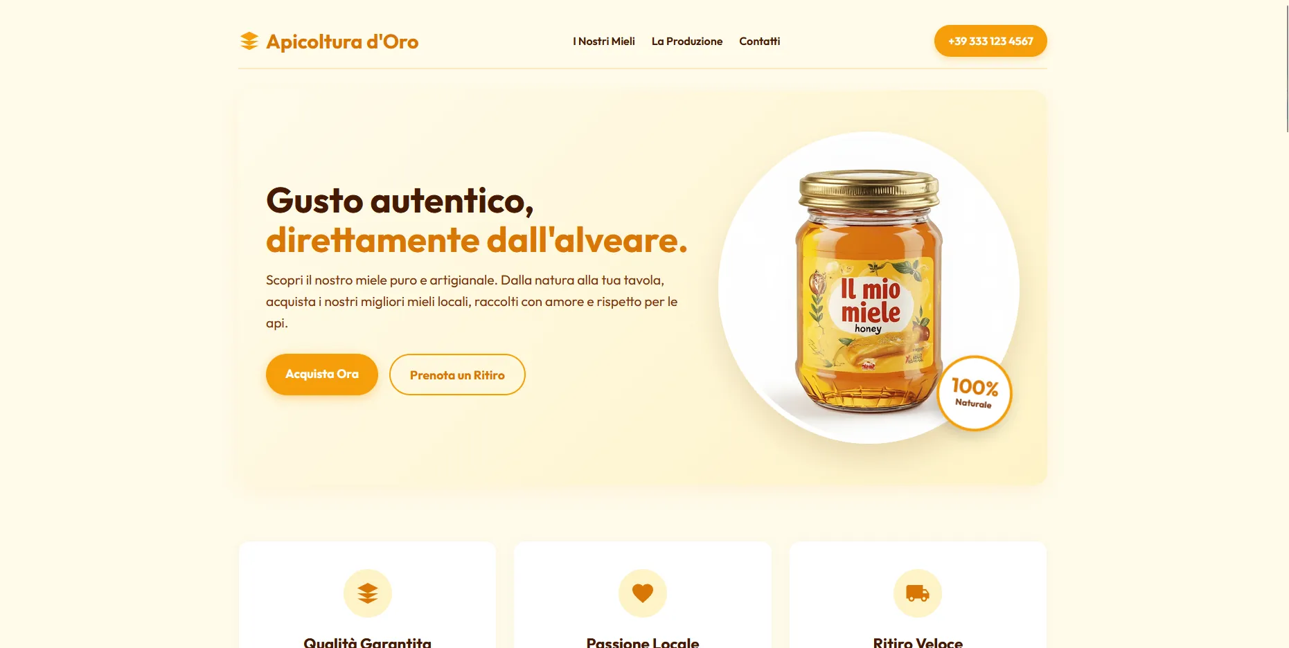 immagine di un sito per la vendita di miele
